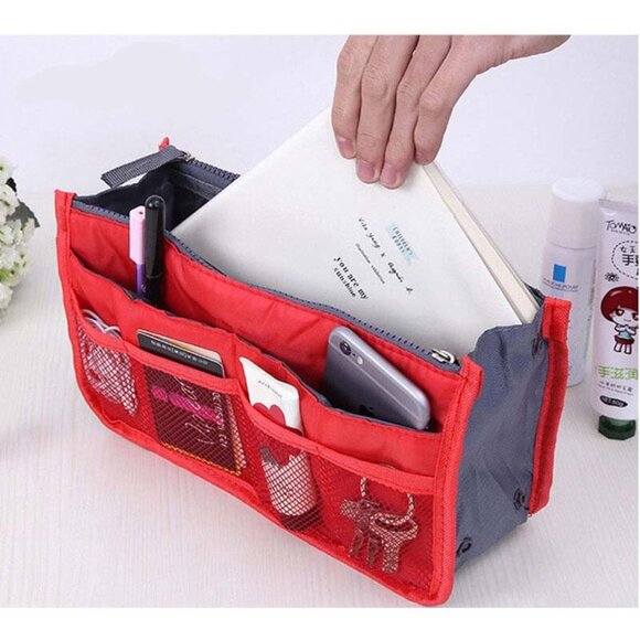 Handbag Organizer/ Purse Insert /Cosmetic Case/ Divider/ Red- NWT - Picture 3 of 8